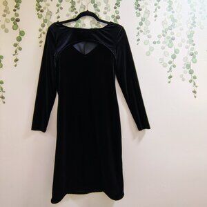Nine West Black Velvet Cutout Midi Dress NWT Size 4 Holiday Cocktail New Years
